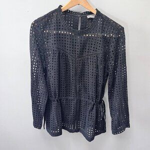 Point Sur Black Eyelet Top-‎ Size 2